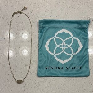 Kendra Scott Gold Necklace with Iridescent Drusy Stone with Teal Pouch